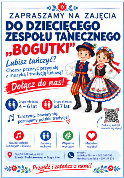 Plakat - zaproszenie do nauki tańca ludowego